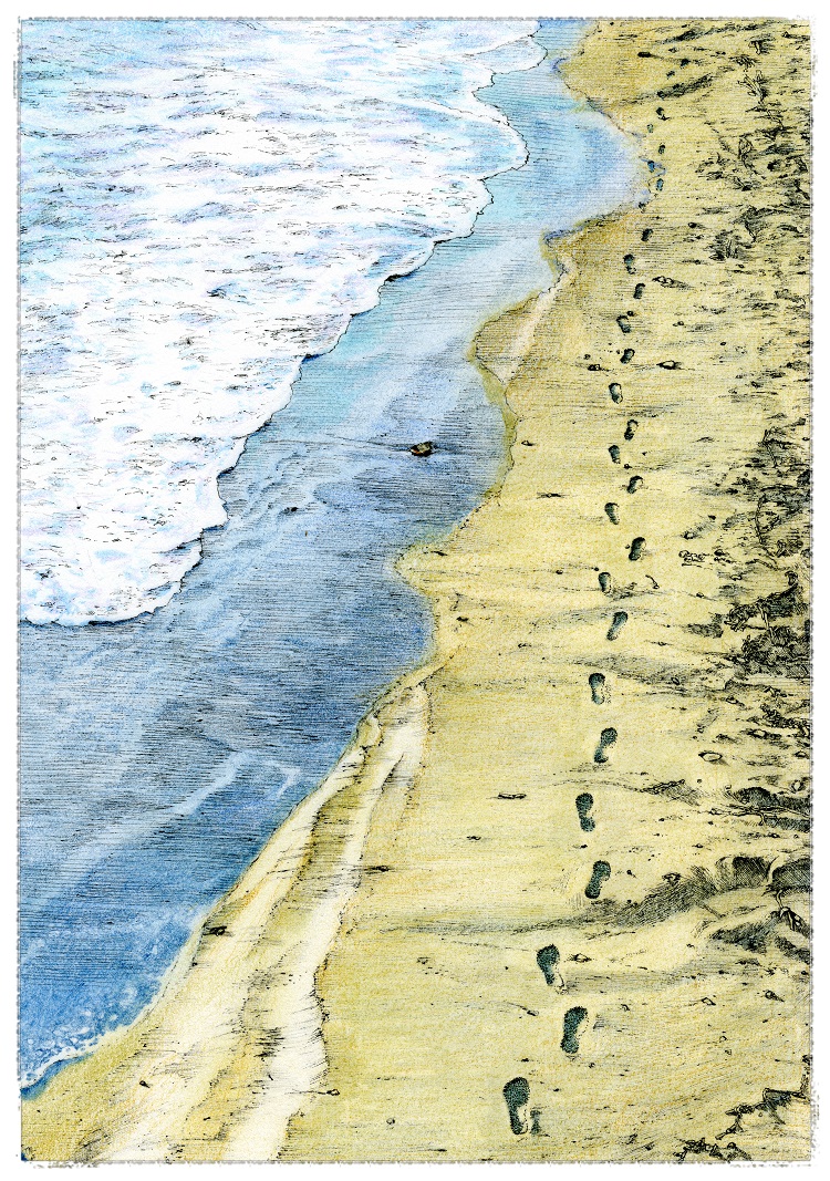 海辺の足跡